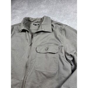 Express Mens Utility Jacket Olive Green Full Zip Cotton Twill Chore Coat Large